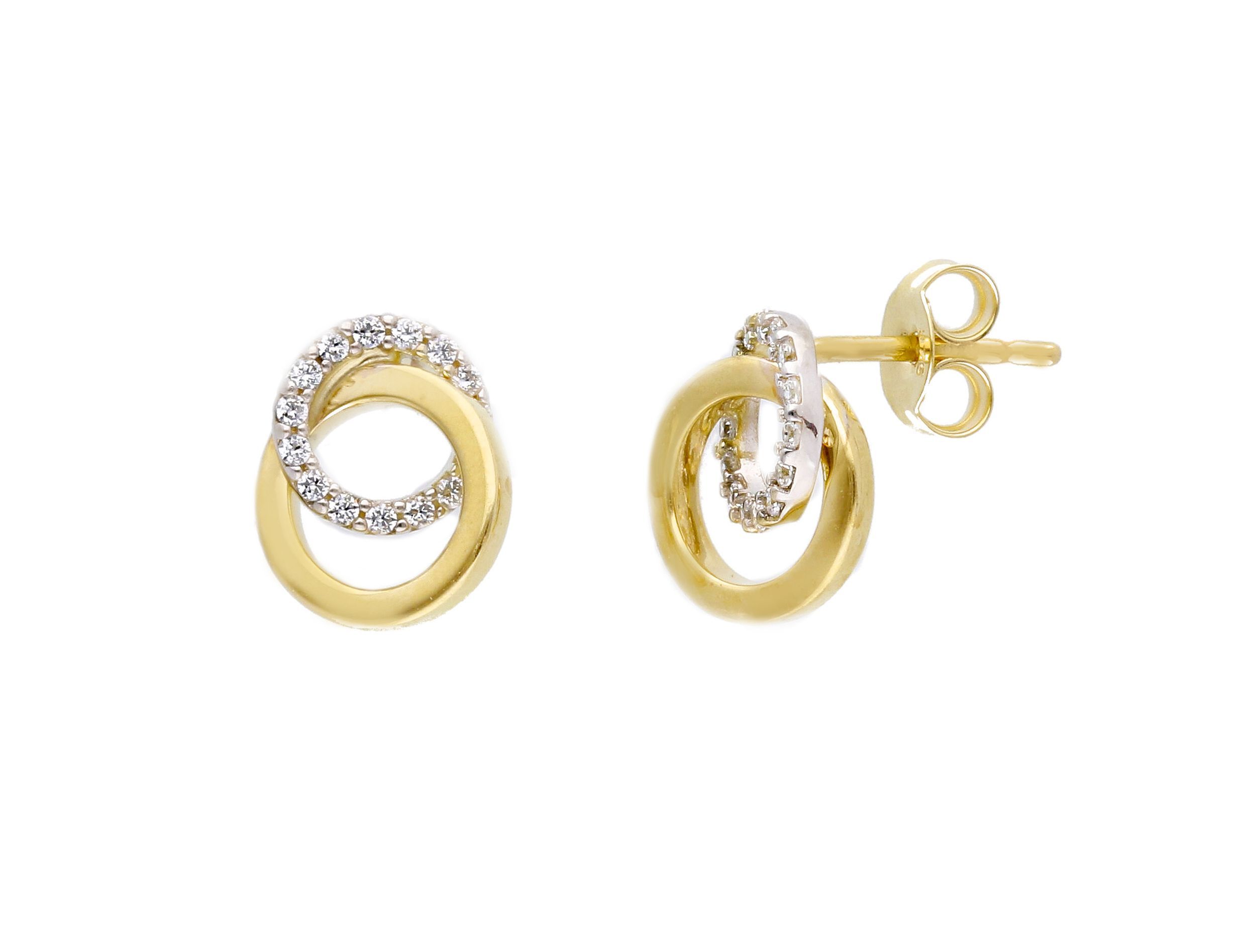 White gold earrings 9k with white zircon (code S203359)